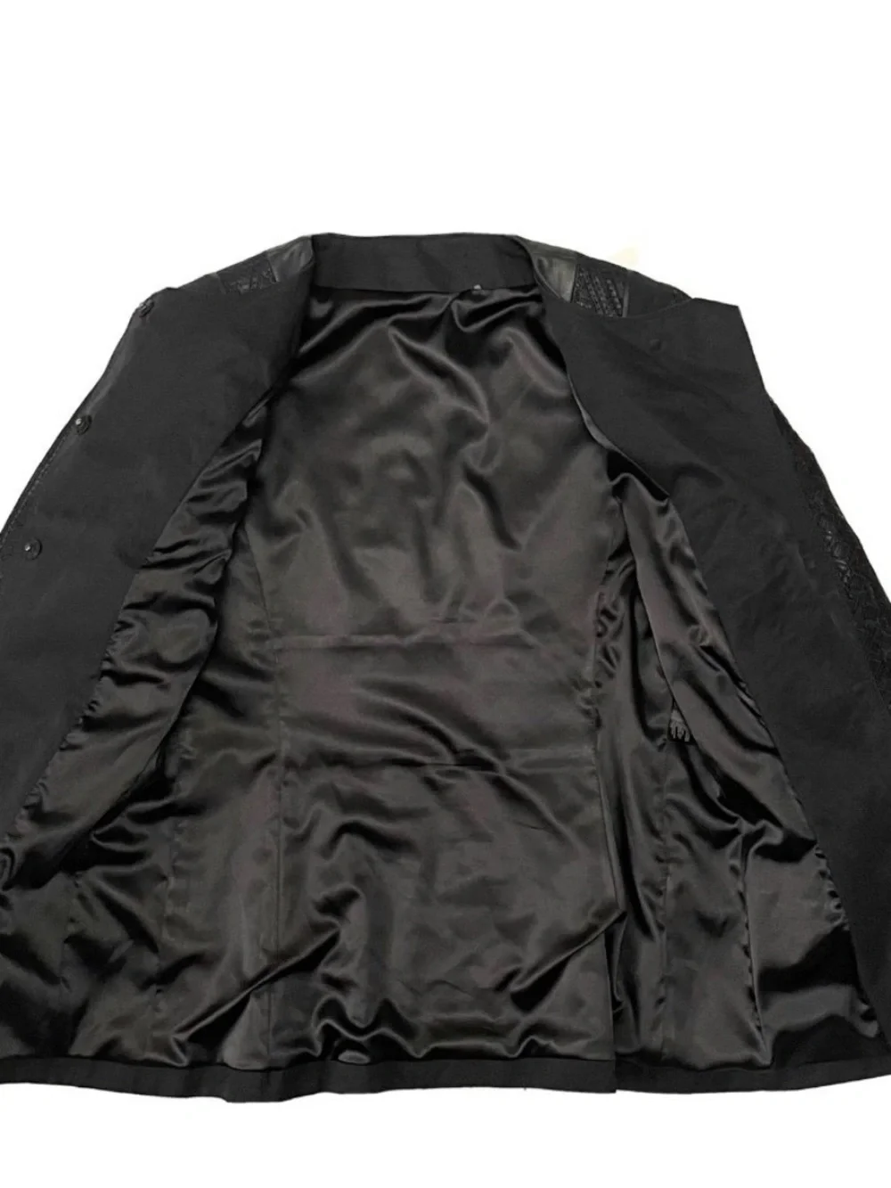 Elie Tahari Cotton Lamb Leather Detailed Fitted Jacket Black Size XS